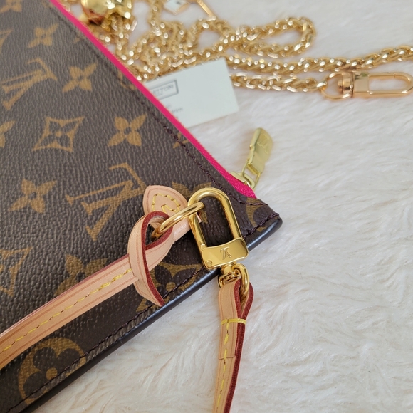 💕 LOUIS VUITTON Neverfull Monogram "PEONY" Mm/Gm Clutch/ Wristlet/Crossbody - Picture 6 of 16